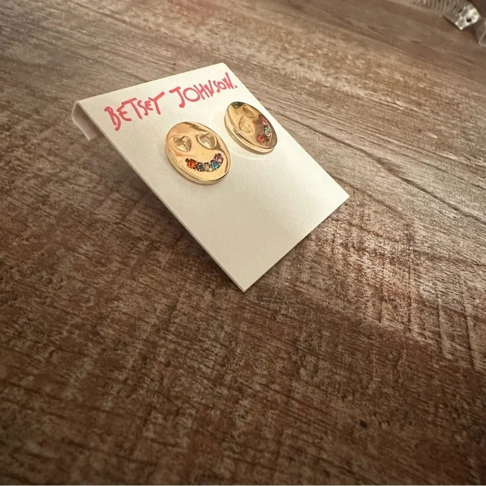 Betsey Johnson Smile Stud Earrings